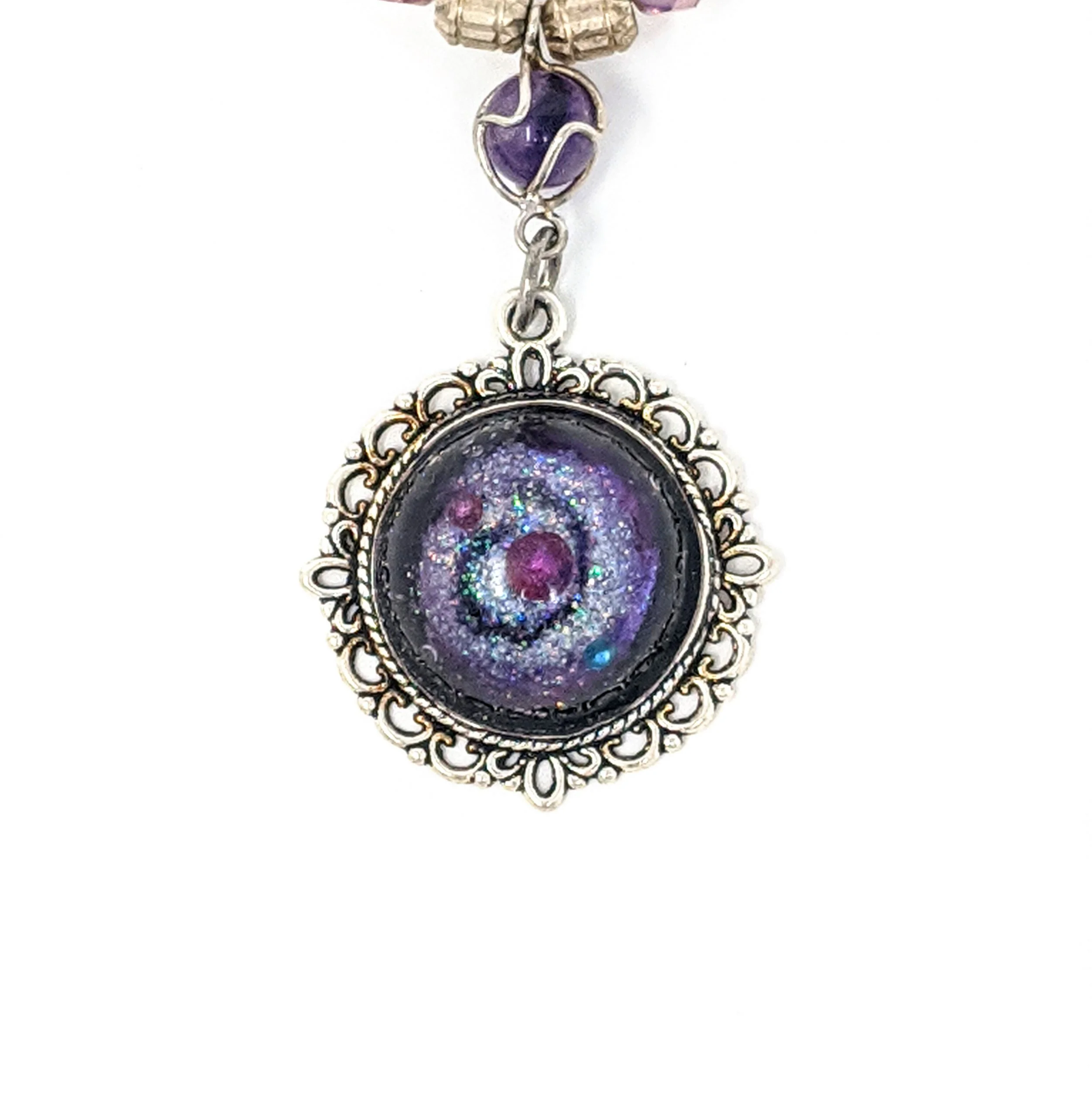 Handmade fantasy purple galaxy pendant Medieval Miniatures