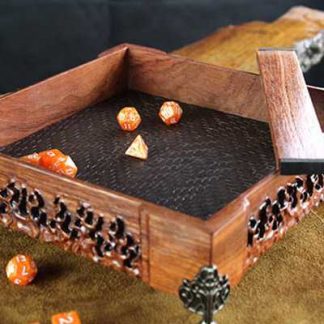 Ornate Hardwood Dice Tray with Fire