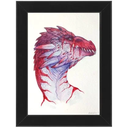 Silver red dragon painting Allie Briggs Watercolor