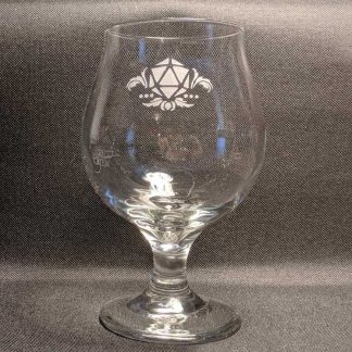 fantasy etched glassware D20 Belgian Beer Glass MC Etching
