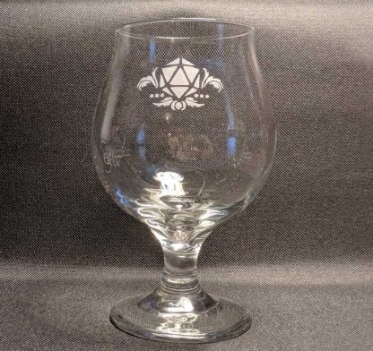 fantasy etched glassware D20 Belgian Beer Glass MC Etching