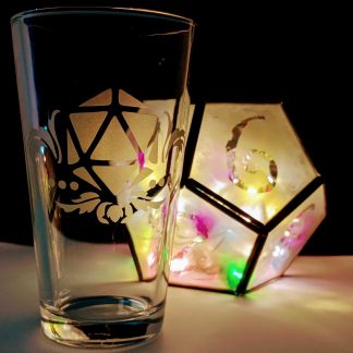 fantasy etched glassware D20 Crest Pint Glass MC Etching