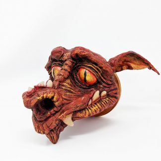 Red Dragon Head sculpture mounted on plaque Imps and Things