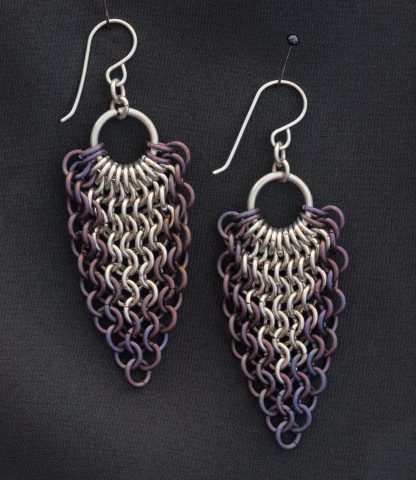 steel & anodized titanium earrings purple leaves lukas craft