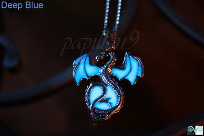 Glow-in-the-dark Dragon Pendant Necklace in blue