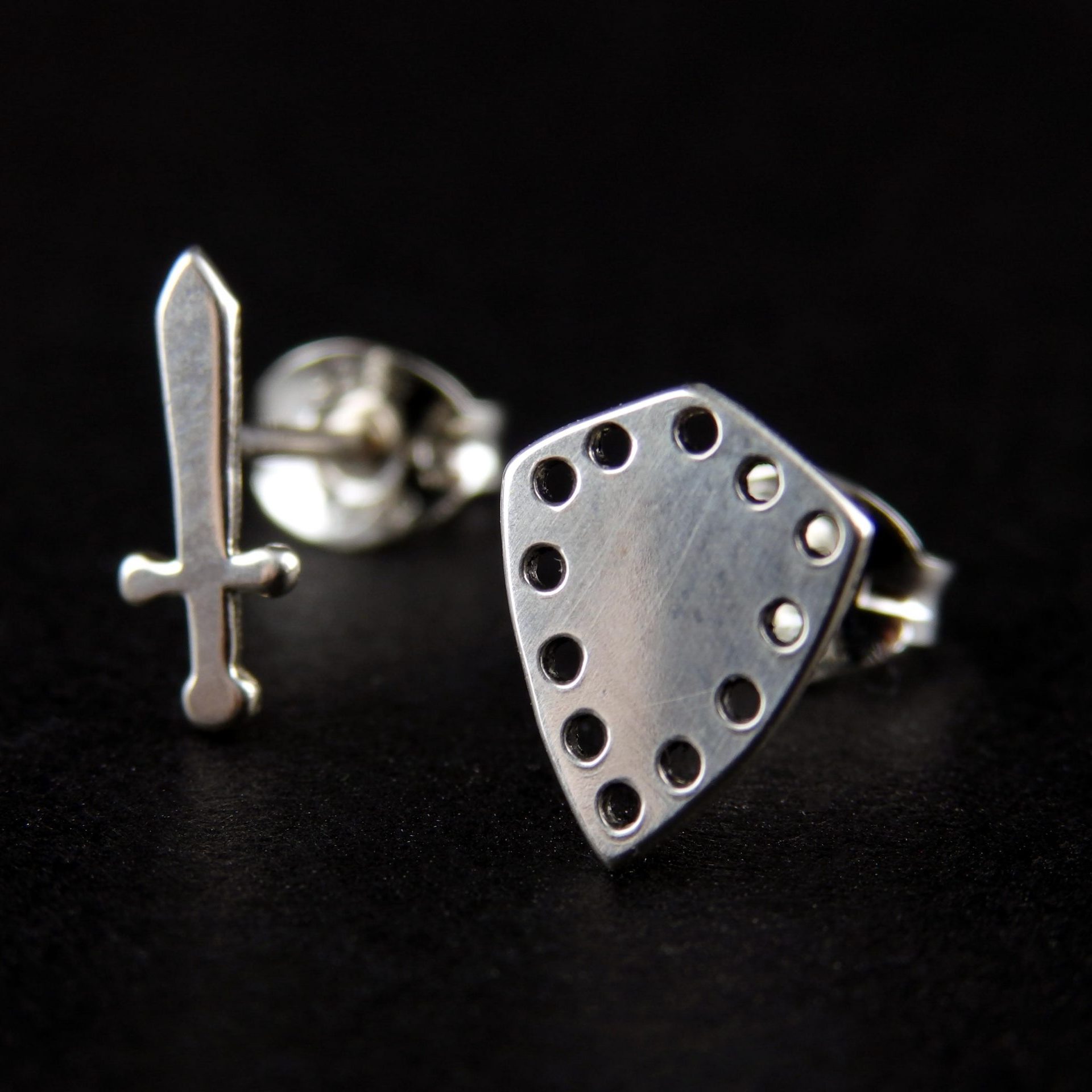 Stirling Silver sword & shield earrings Lukas Craft