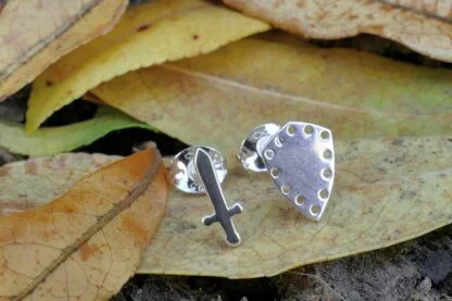 Sterling Silver Sword & Shield Earrings - Image 4