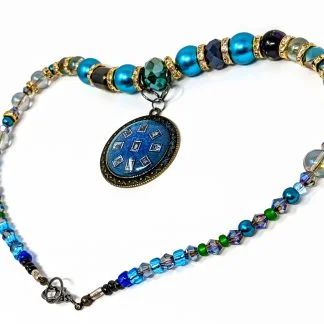 Large Handmade DnD Royal Blue Tarokka Pendant and Necklace