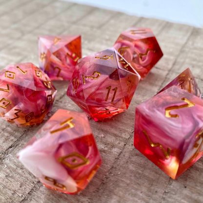 Crimson Swirl Dice Set Fantasy Minis